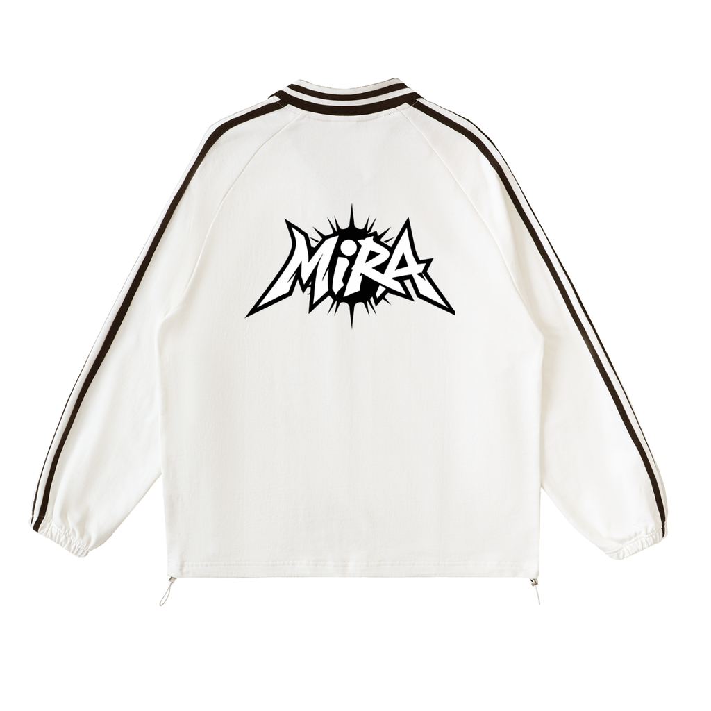 Mira Contrast Striped Lapel Collar Sweatshirt