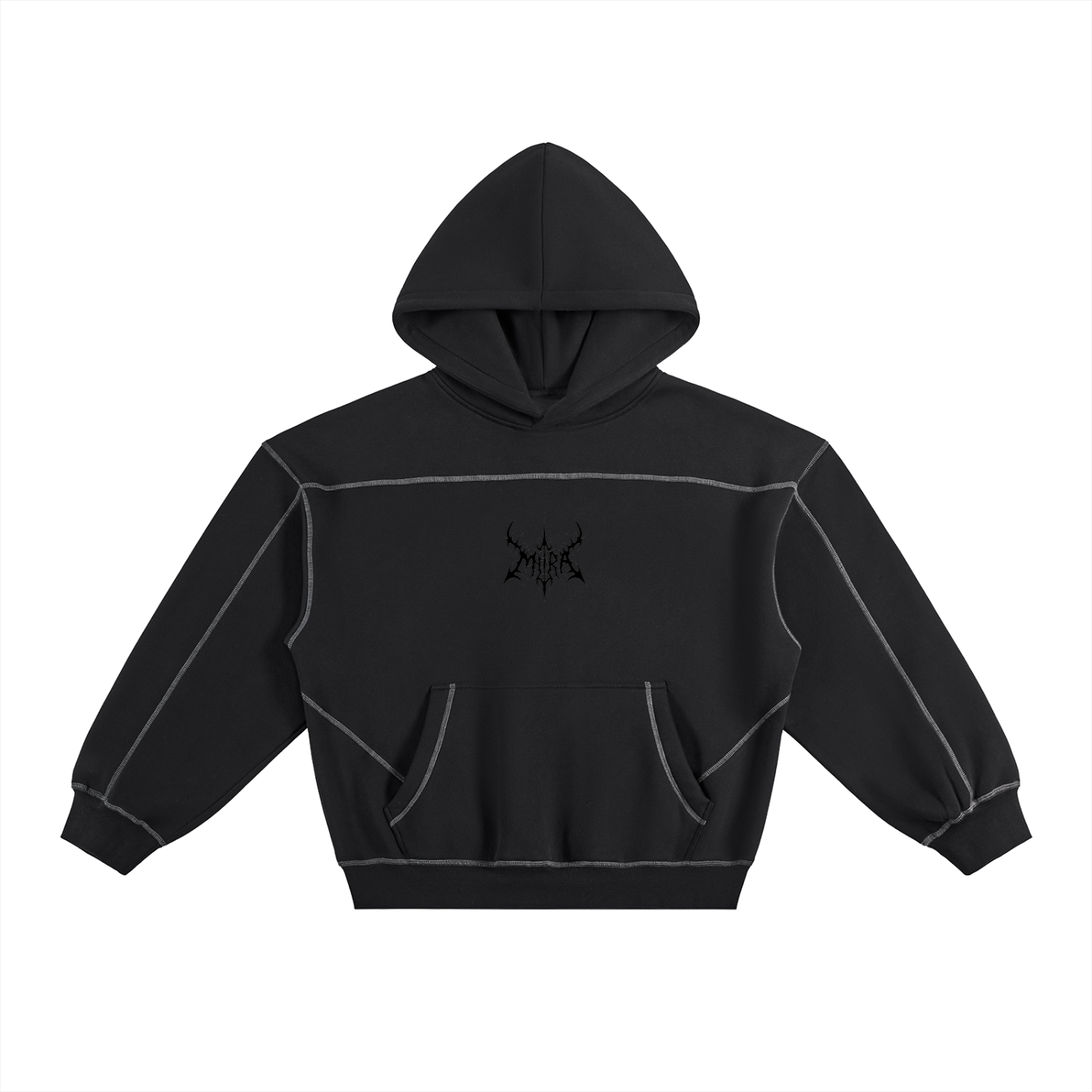 Mira Contrast-Stitched Boxy Fleece Hoodie