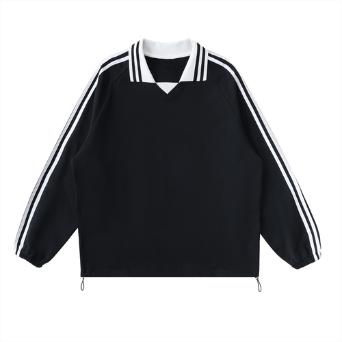 Mira Contrast Striped Lapel Collar Sweatshirt