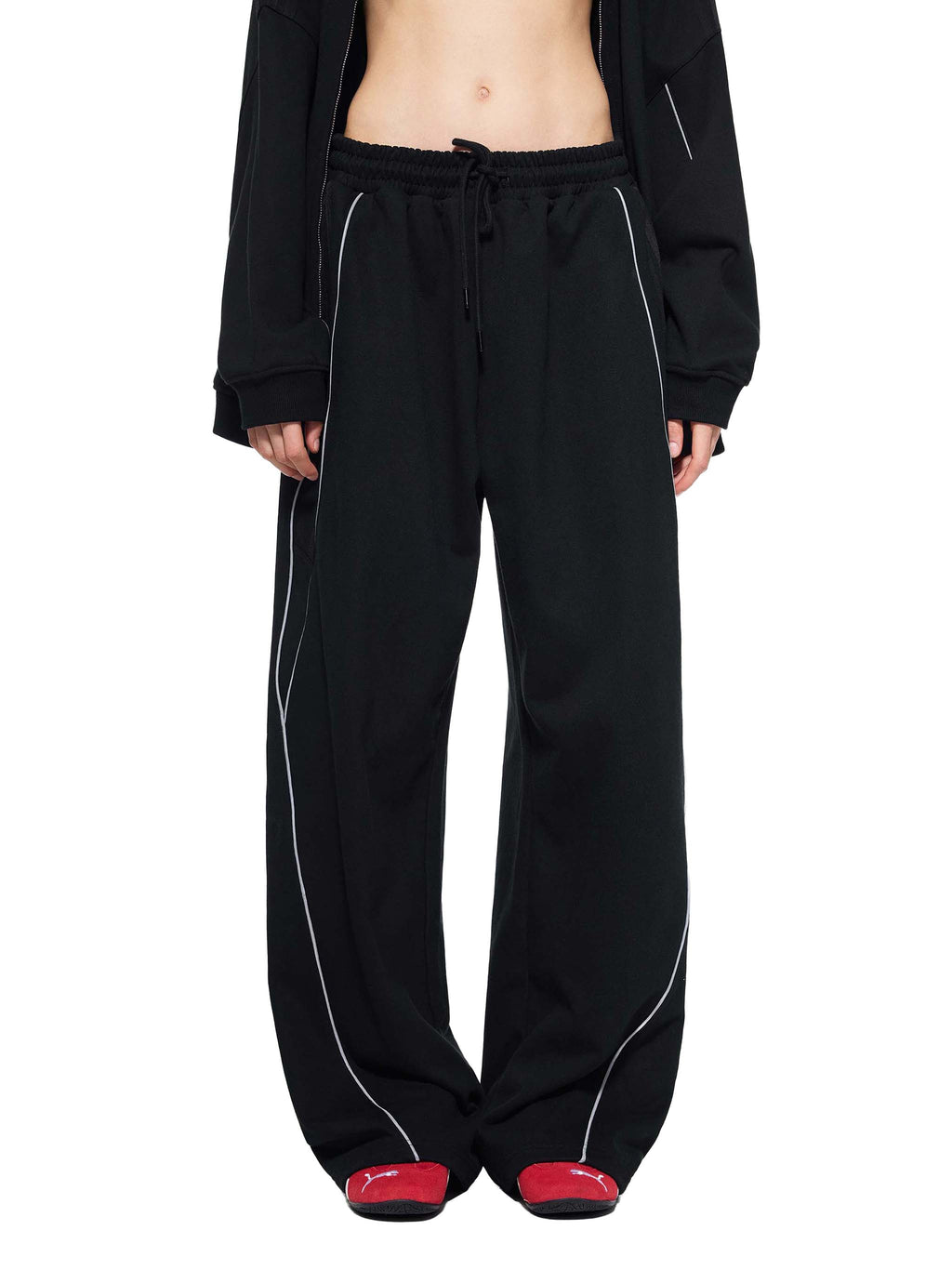 Mira Reflection Striped Straight-Leg Sweatpants