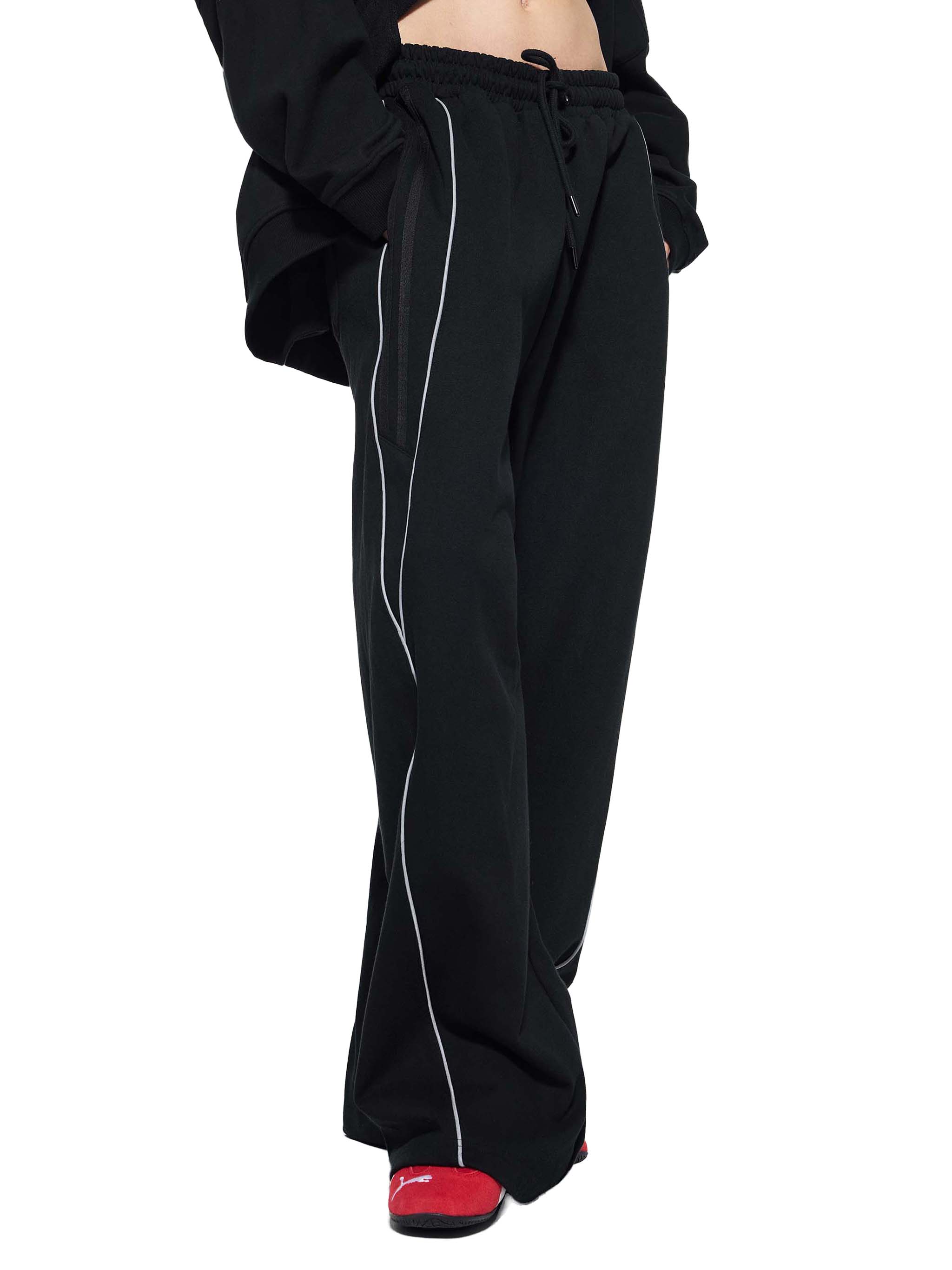 Mira Reflection Striped Straight-Leg Sweatpants