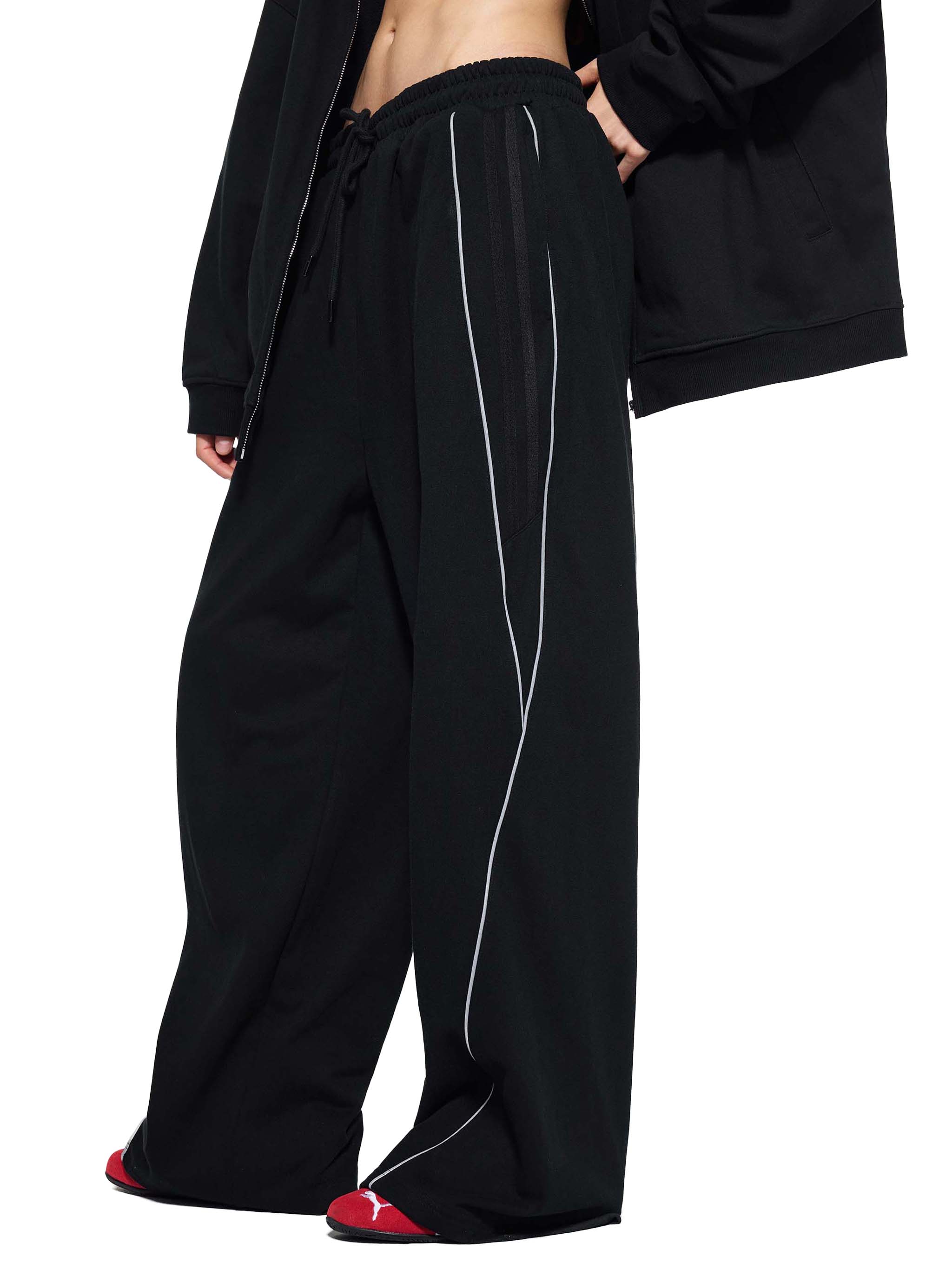 Mira Reflection Striped Straight-Leg Sweatpants