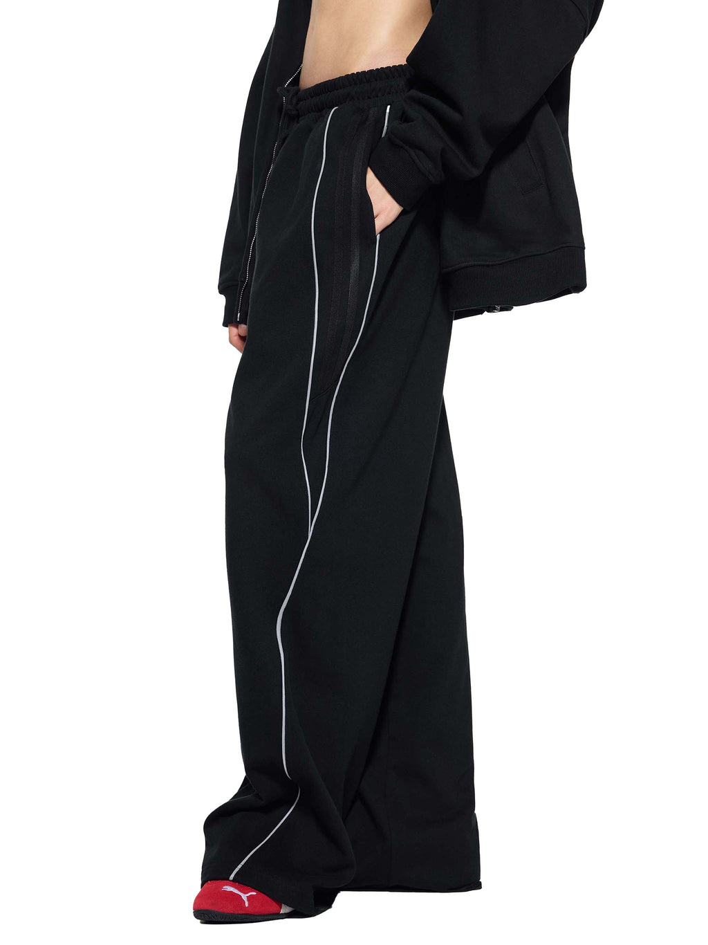 Mira Reflection Striped Straight-Leg Sweatpants