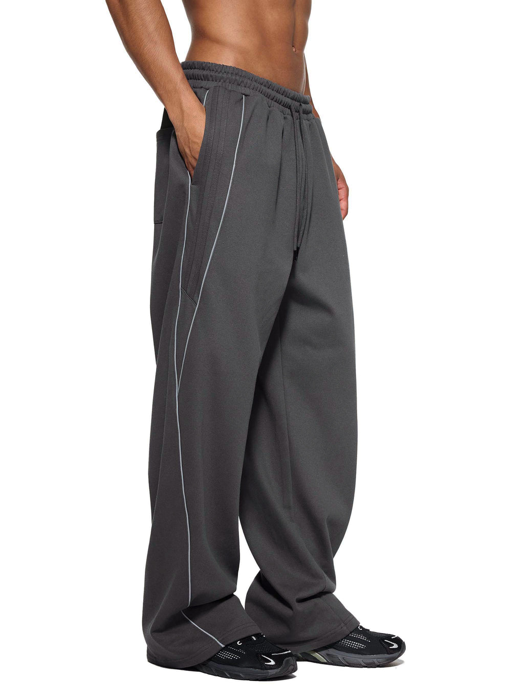 Mira Reflection Striped Straight-Leg Sweatpants