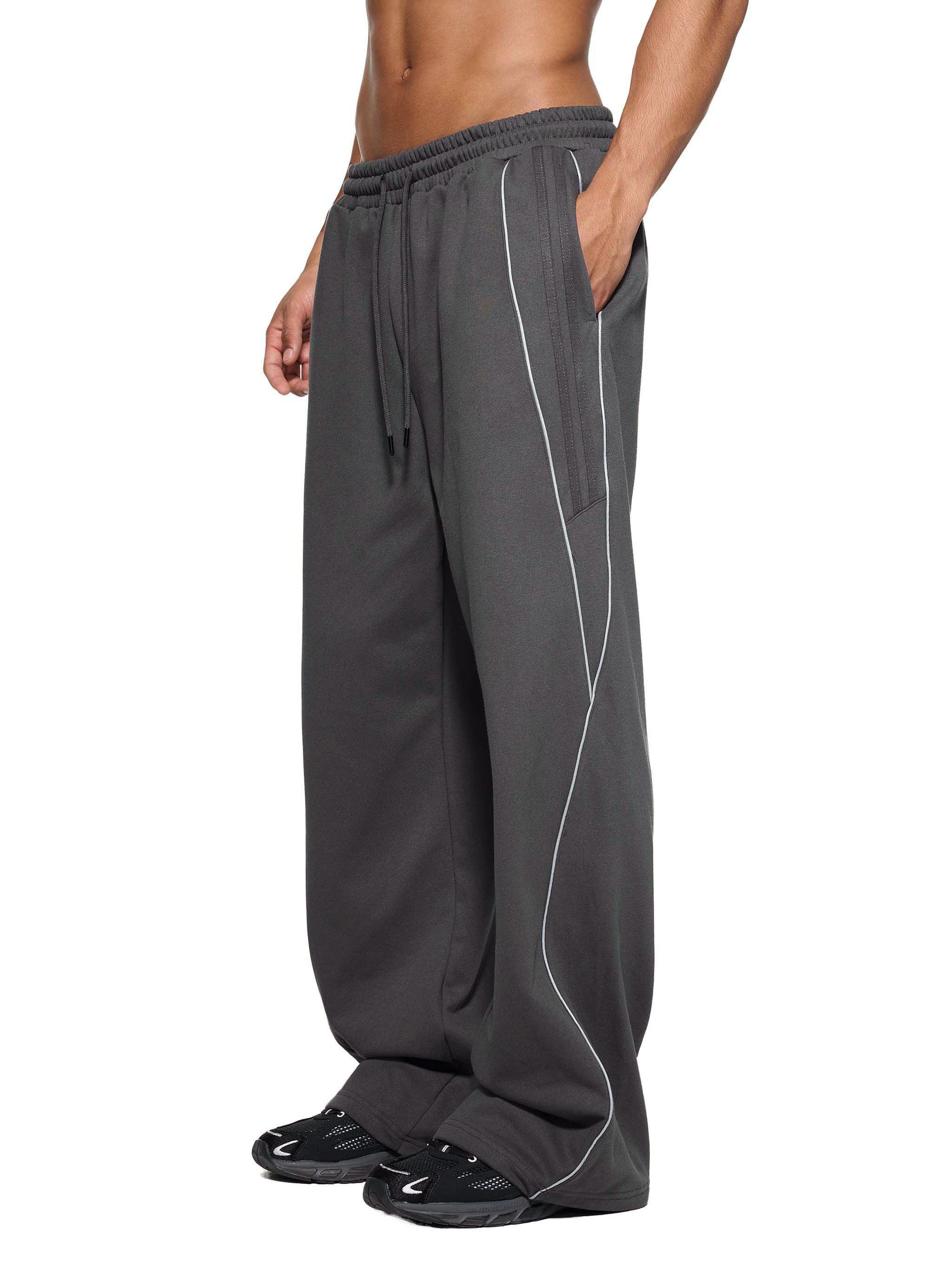 Mira Reflection Striped Straight-Leg Sweatpants