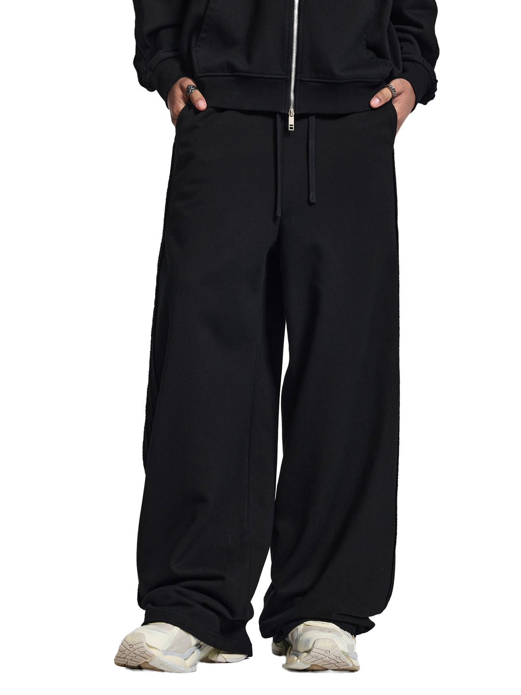 Mira Contrast Tape Straight-Leg Sweatpants