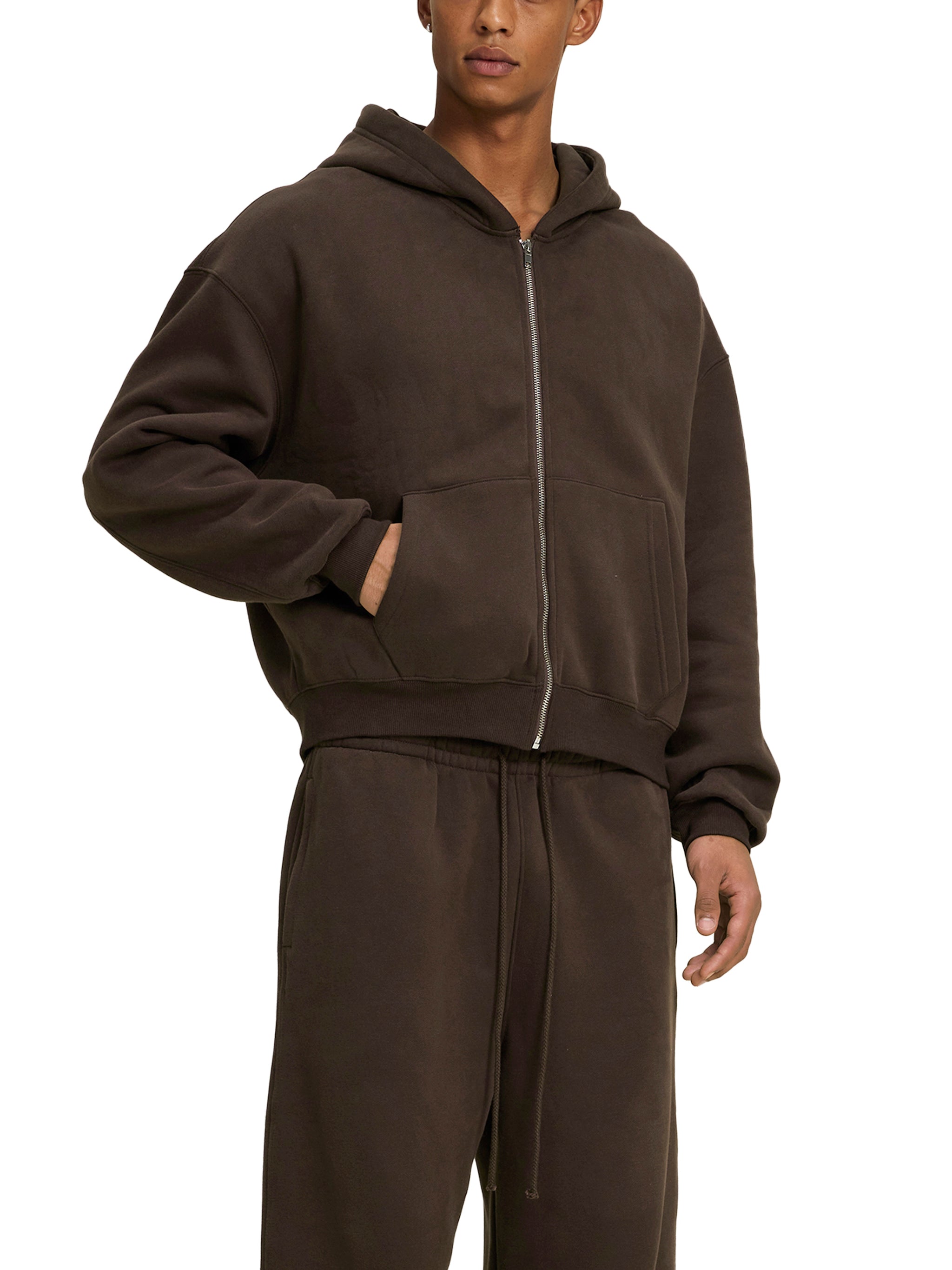 Mira Fleece Zip-Up Boxy Hoodie