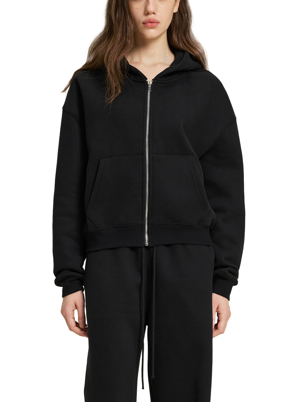 Mira Fleece Zip-Up Boxy Hoodie