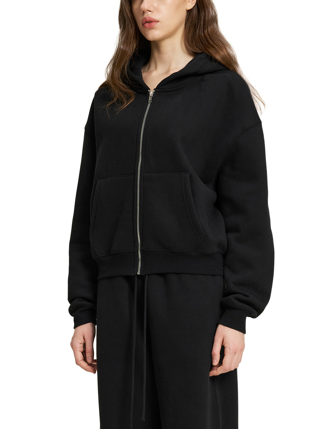 Mira Fleece Zip-Up Boxy Hoodie