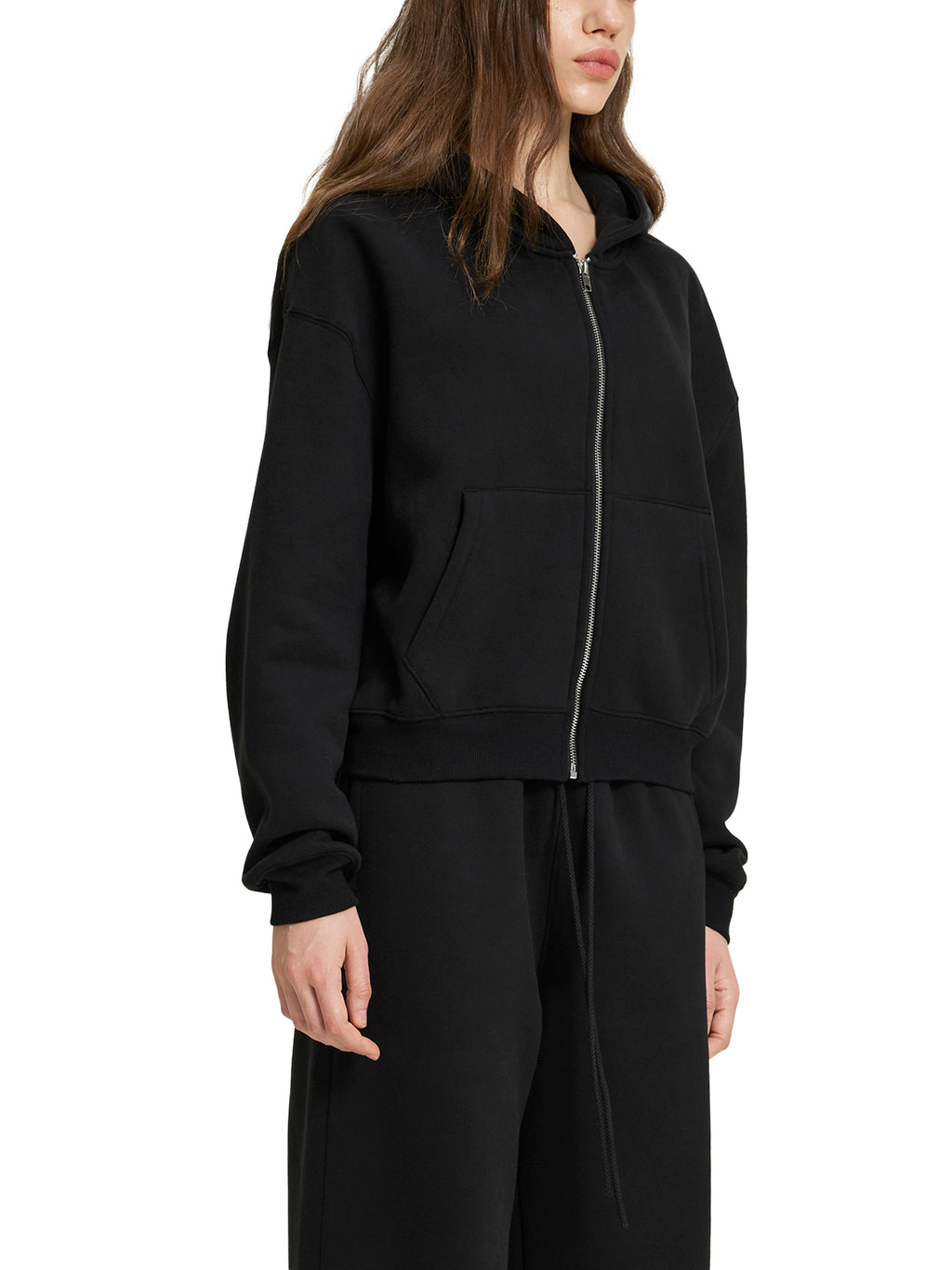 Mira Fleece Zip-Up Boxy Hoodie
