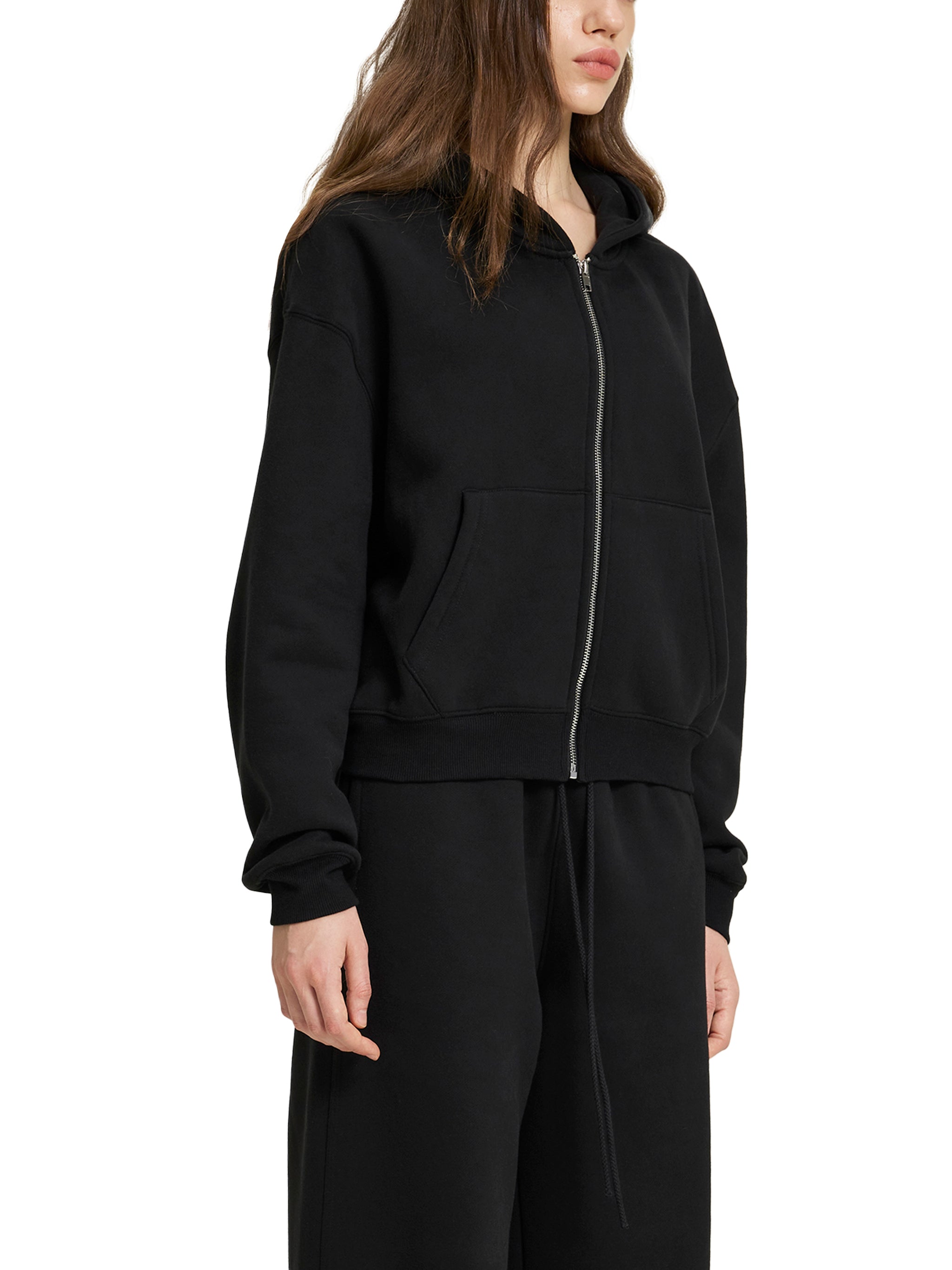 Mira Fleece Zip-Up Boxy Hoodie
