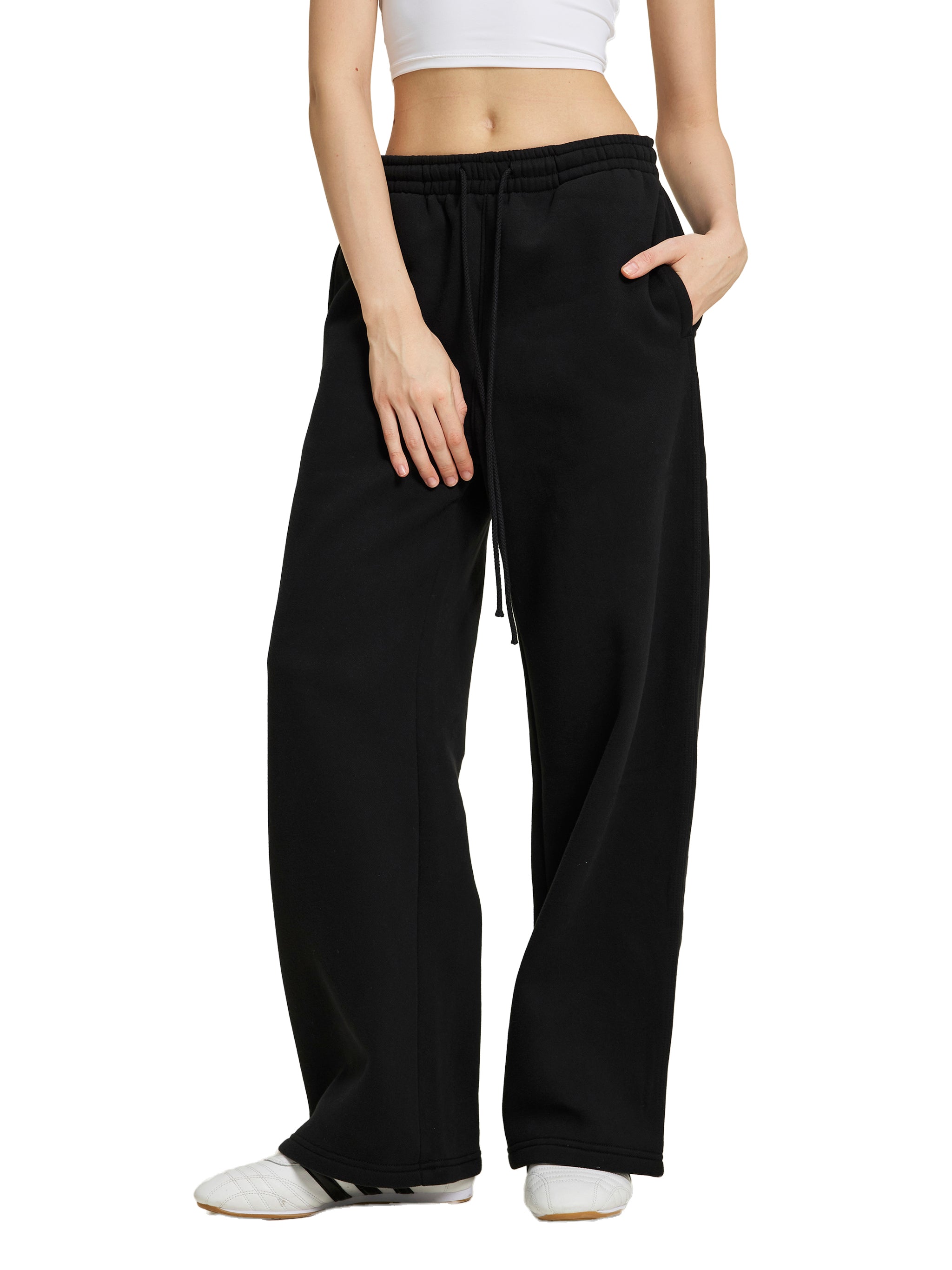 Mira Fleece Drawstring Straight-Leg Sweatpants
