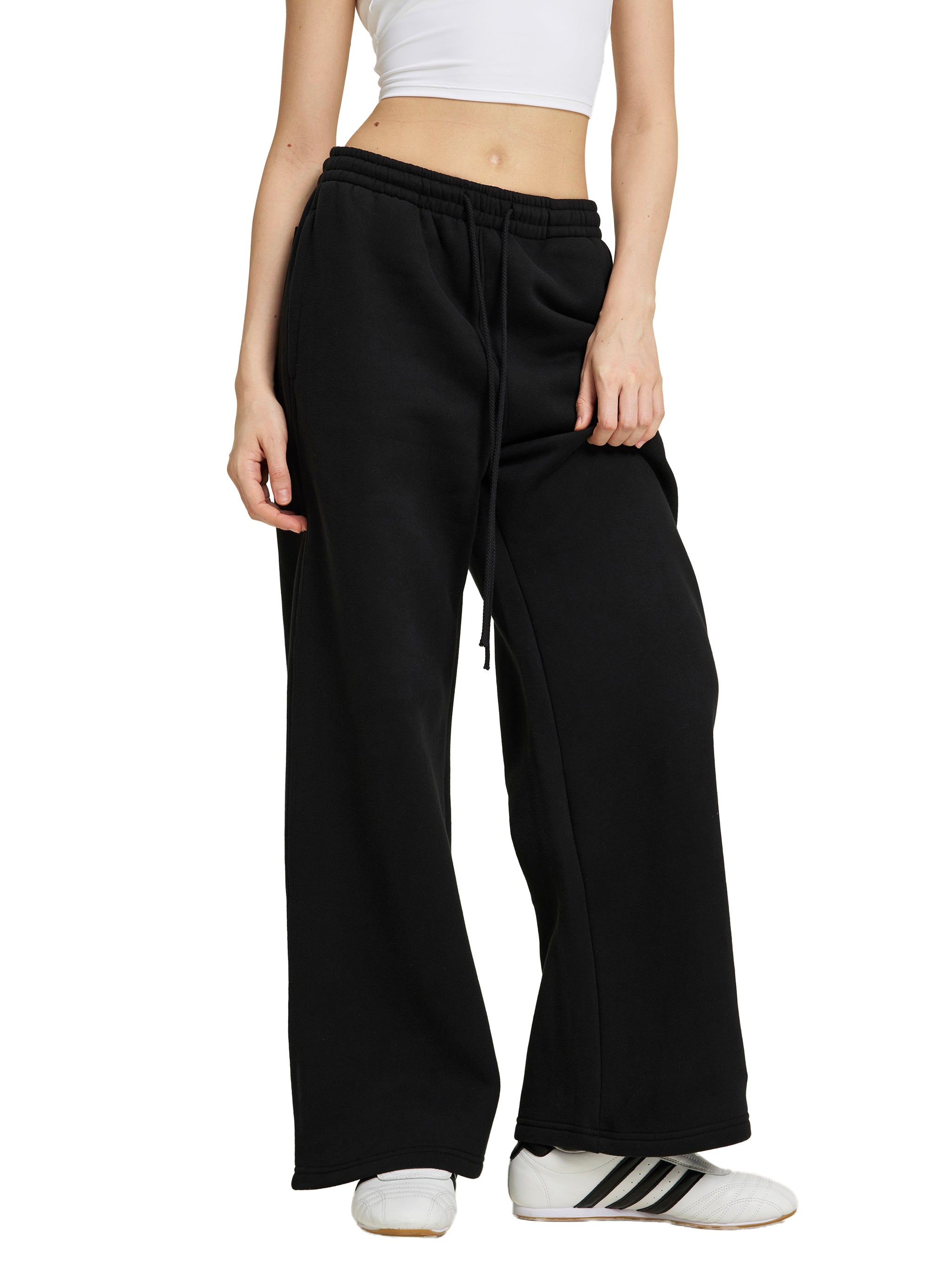 Mira Fleece Drawstring Straight-Leg Sweatpants