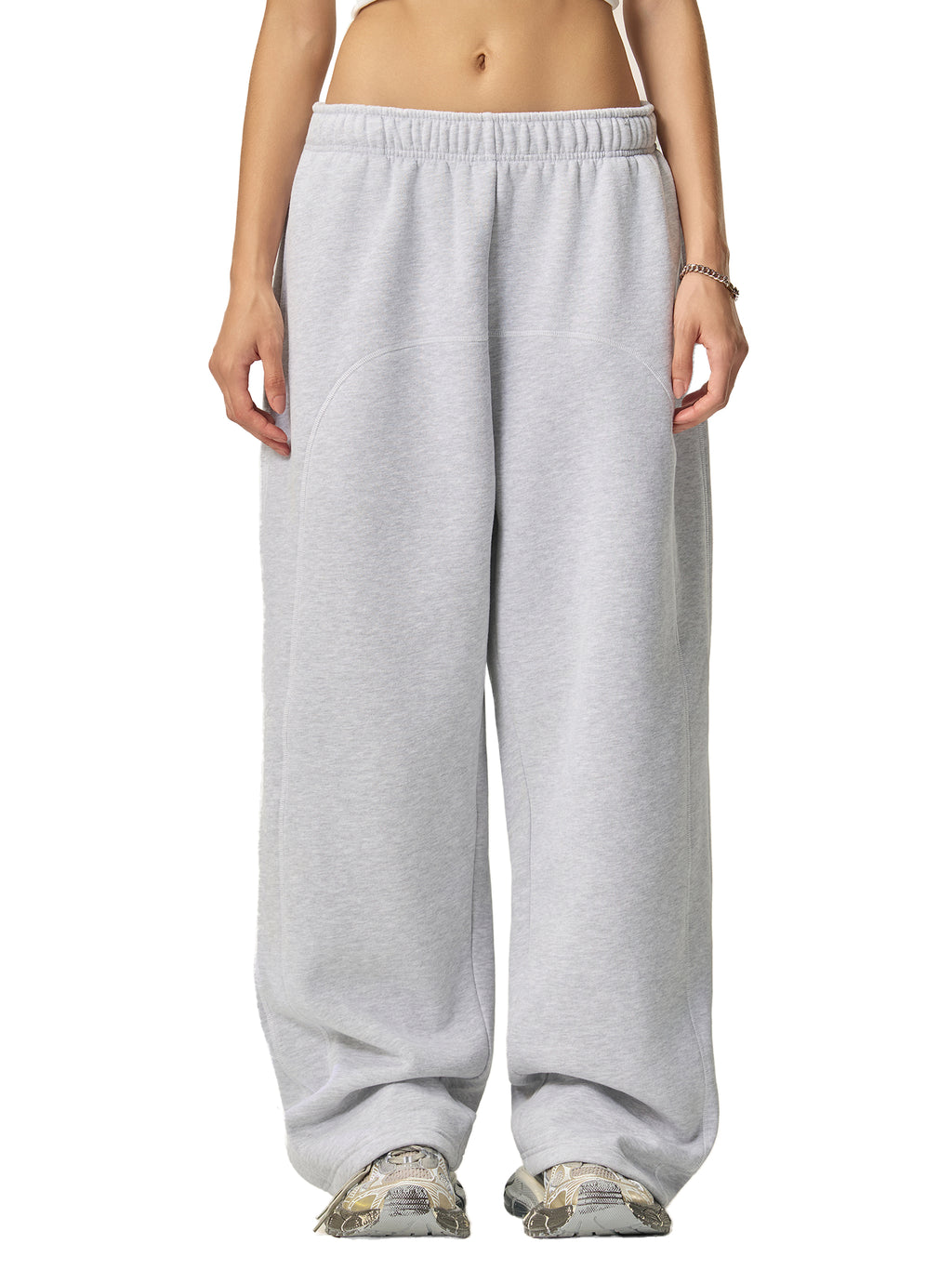 Mira Contrast-Stitched Fleece Sweatpants