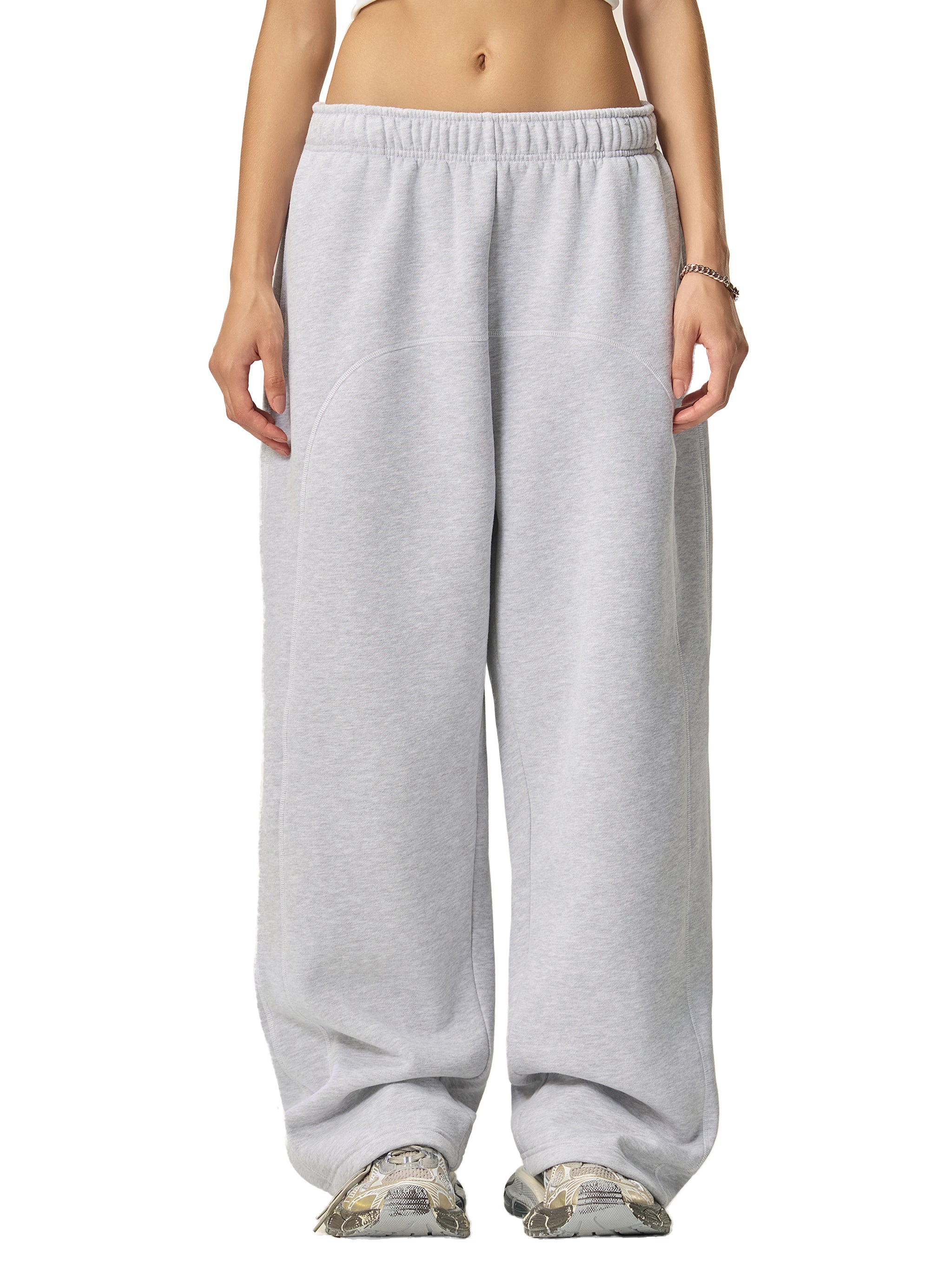 Mira Contrast-Stitched Fleece Sweatpants