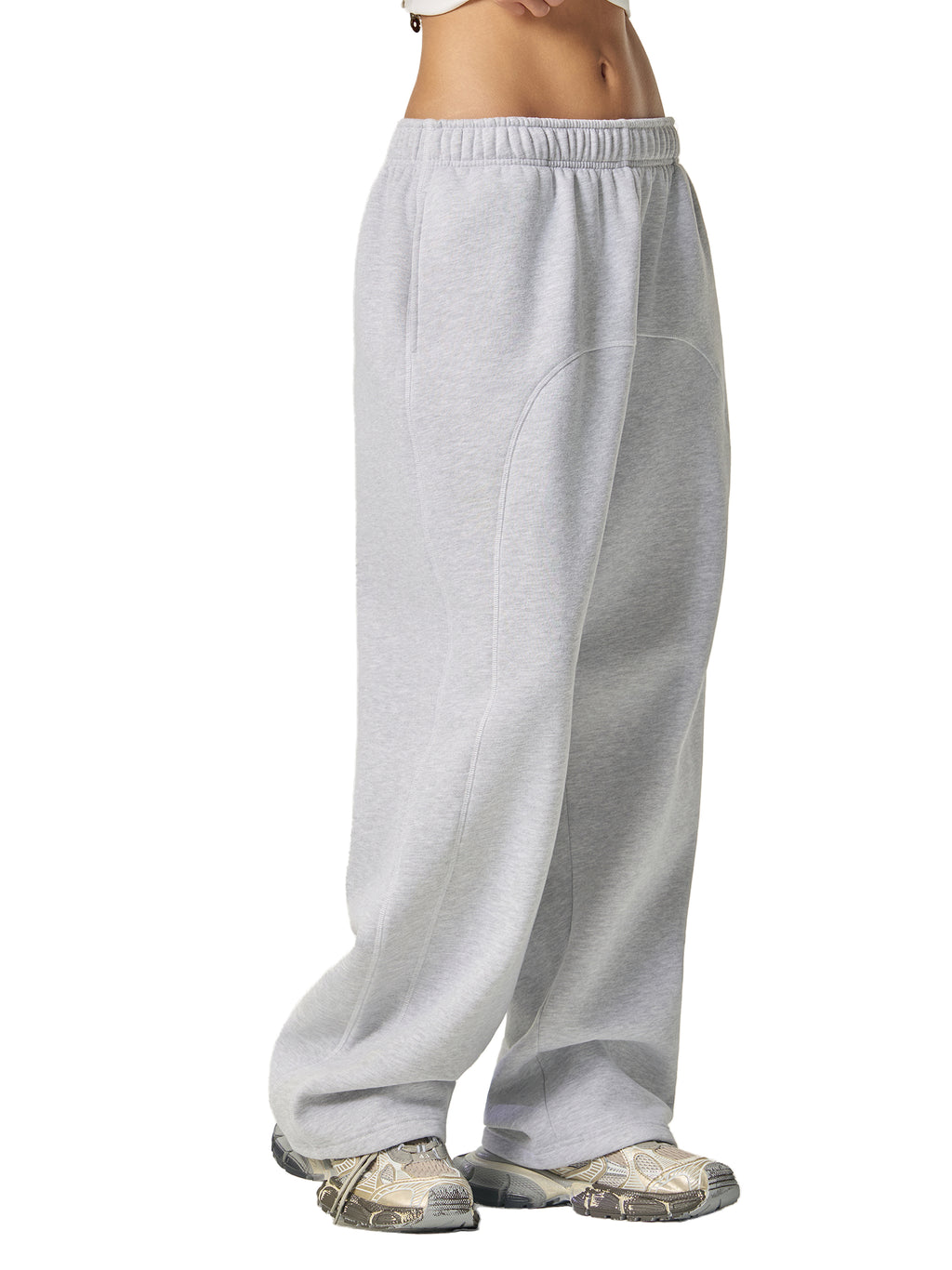 Mira Contrast-Stitched Fleece Sweatpants