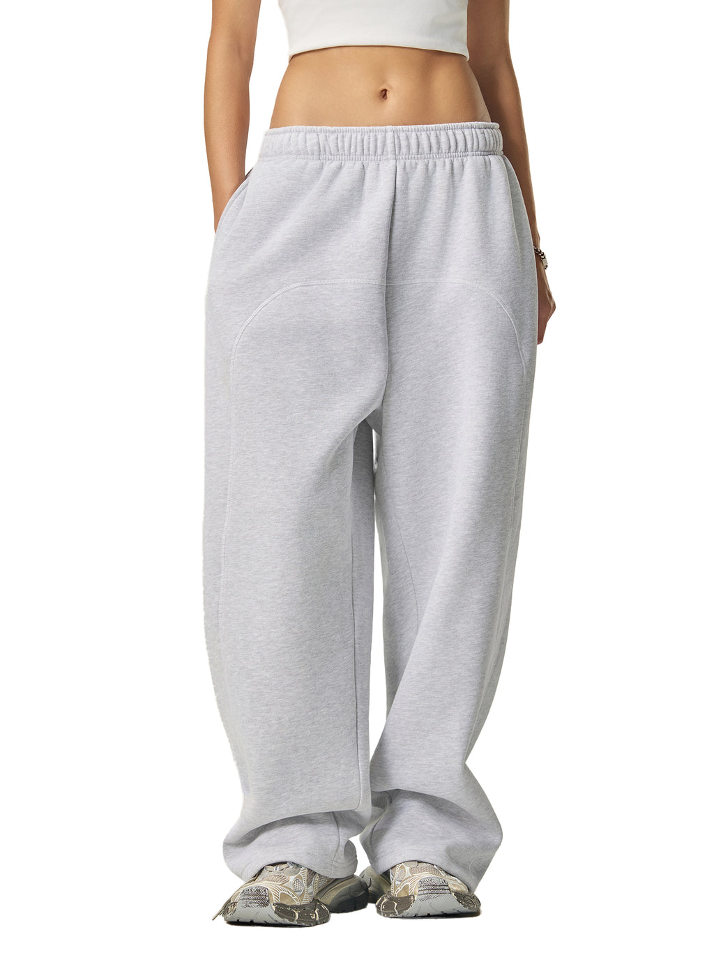 Mira Contrast-Stitched Fleece Sweatpants
