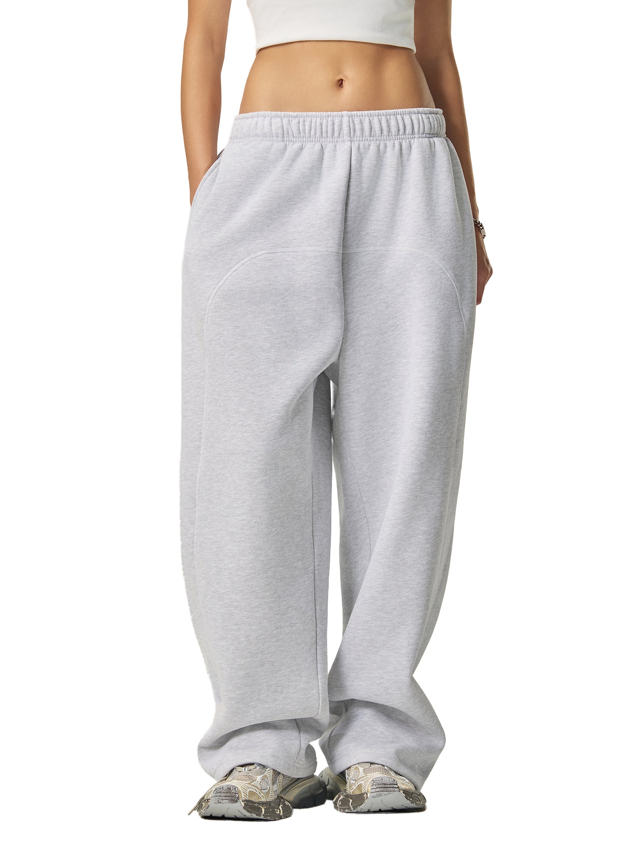 Mira Contrast-Stitched Fleece Sweatpants
